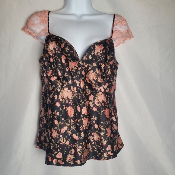 VTG 90's Betsey Johnson Silk Floral Fairy Grunge Sweetheart Neck Babydoll Size 6